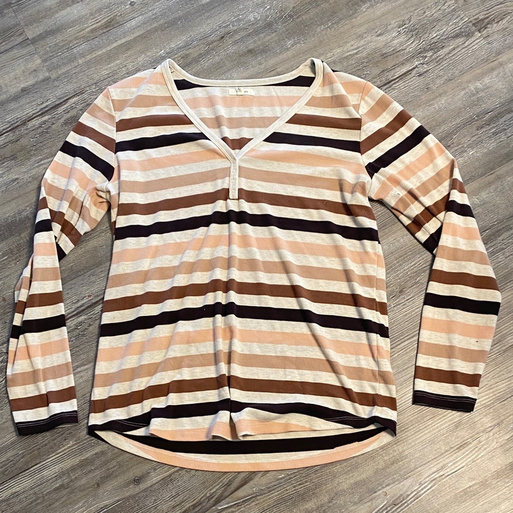 GUC MAURICES Striped Henley Top XL